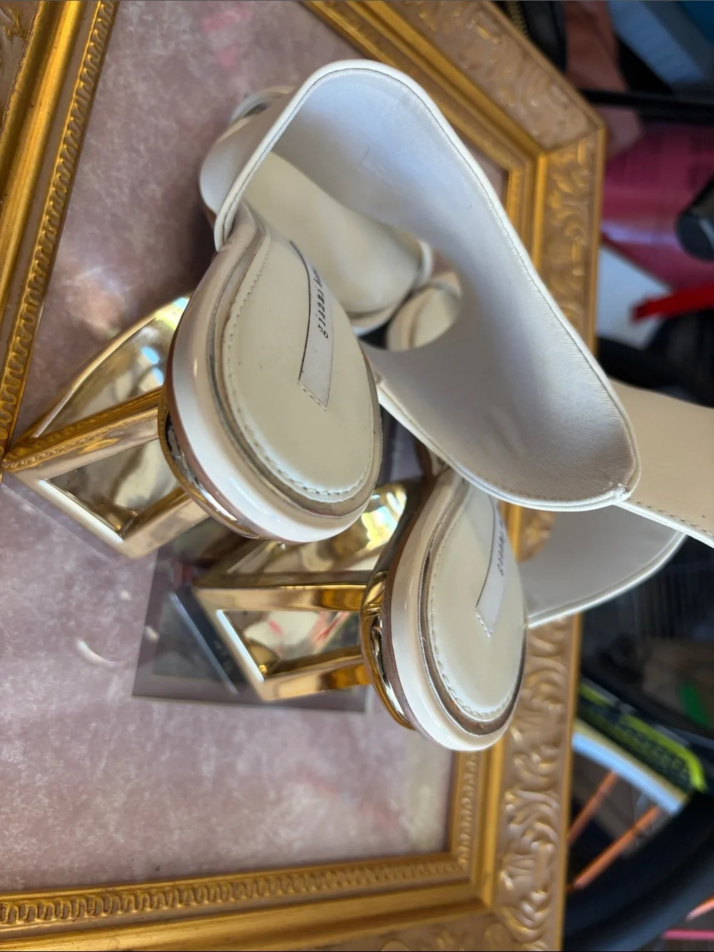 Gianni Bini Ivory Square-Toe Slide Mules